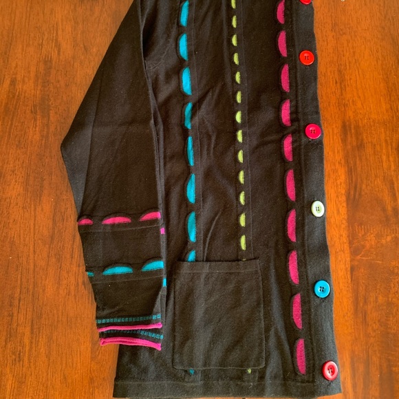 Elena Wang Black Knit Multi Colour Button Cardigan, size Medium, ES sports - Picture 6 of 7